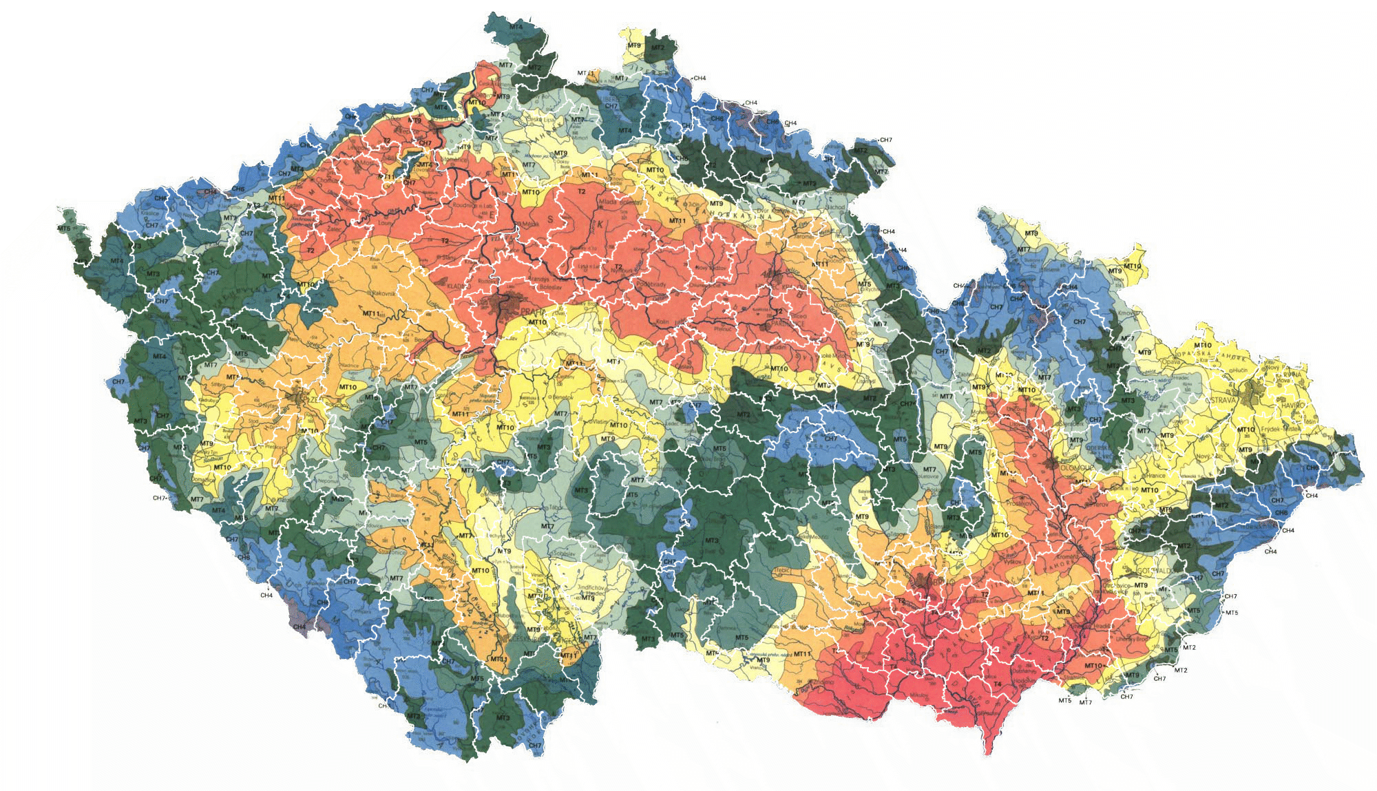 Zdroj: Quitt, E. (1971): Klimatické oblasti Československa, (data: Geografický ústav ČSAV, AOPK ČR)